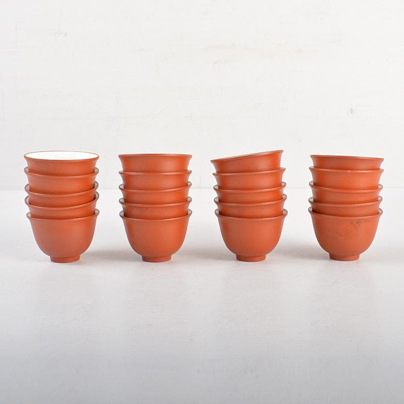 煎茶道具　紫砂　朱泥　内白釉　煎茶碗　20客まとめて　N　6285