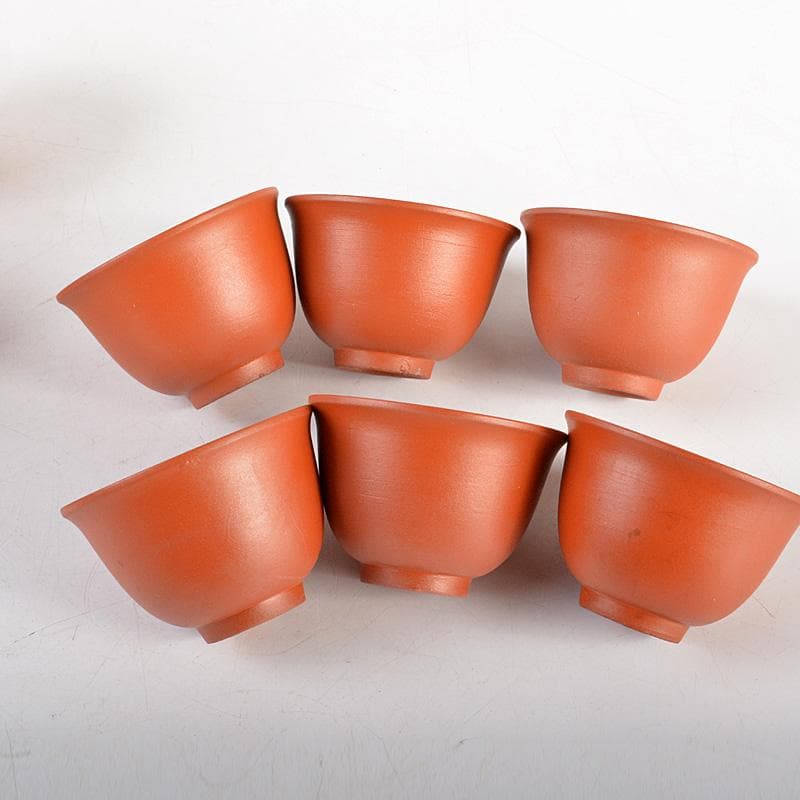 煎茶道具　紫砂　朱泥　内白釉　煎茶碗　20客まとめて　N　6285