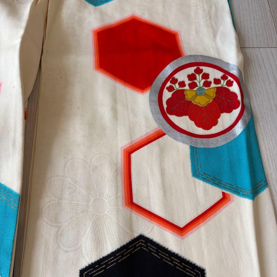 アンティーク着物　七五三 とてもオシャレな柄　7歳　リメイク