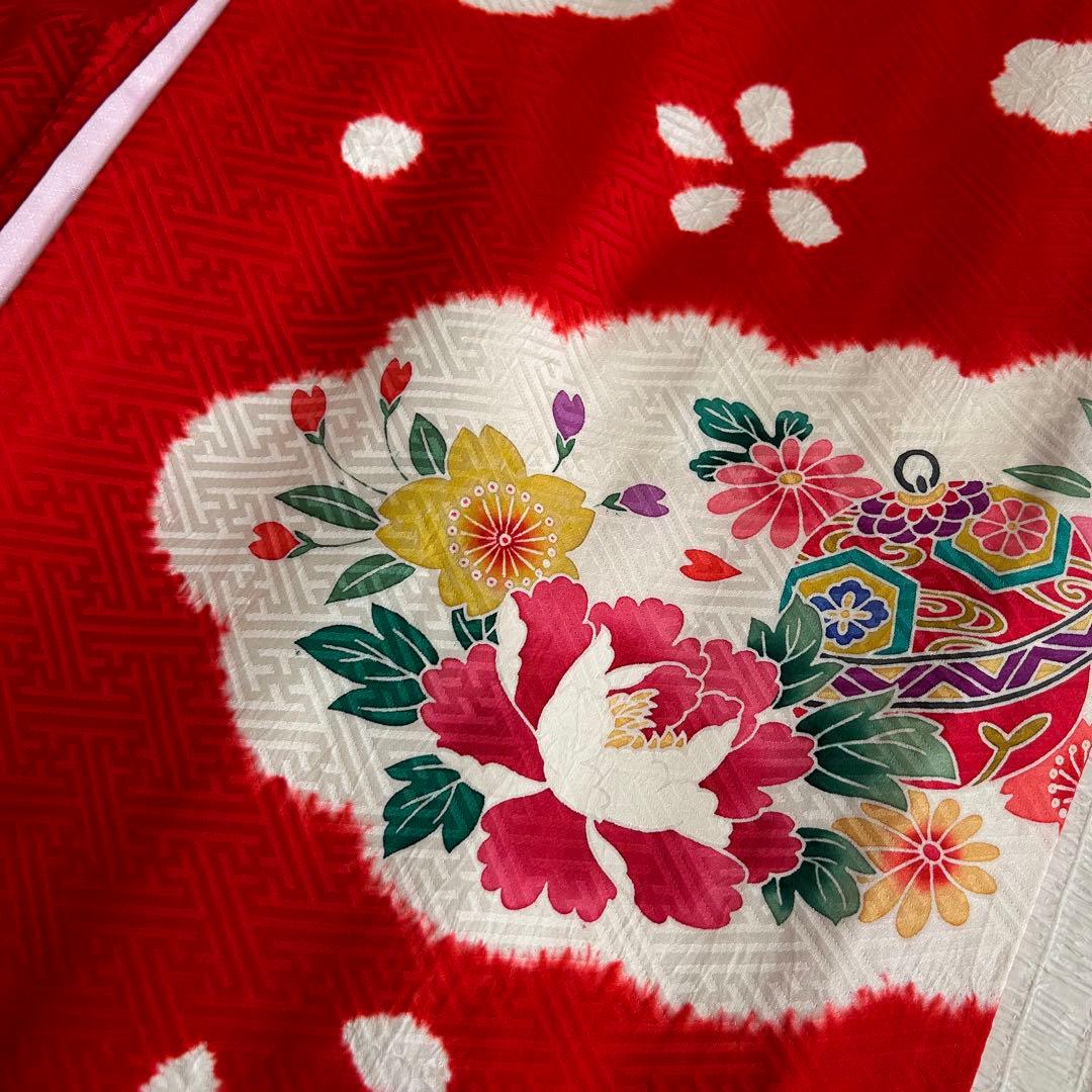 七五三 3歳 フルセット 総絞り 着物 正絹 被布 刺繍 三歳 草履 753