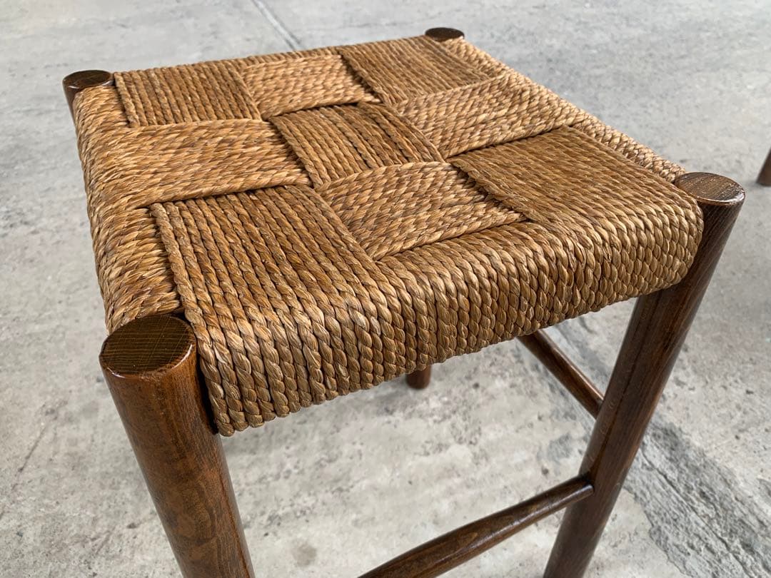 アンティーク ラッシュ スツール 縄編み チェア 民芸家具 椅子 No.6