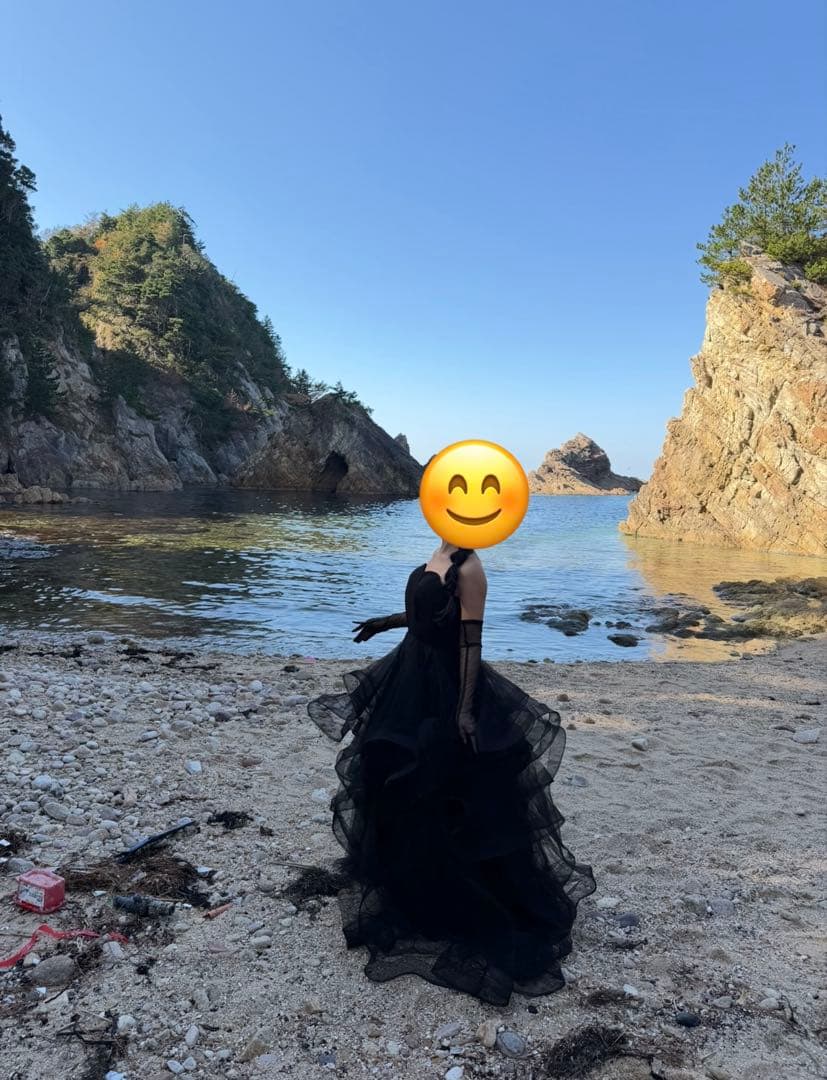 タグ付き エレガント ブラックチュールドレス タグ付き グローブ付き