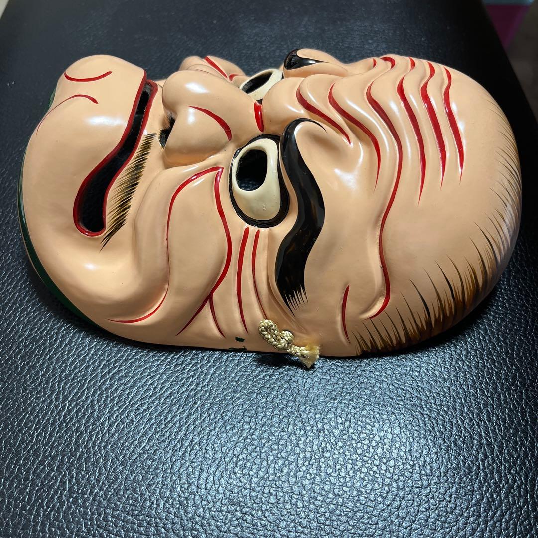 【希少 伝統工芸】備中神楽面 稲背脛命　木彫り 壁掛け 双藝社