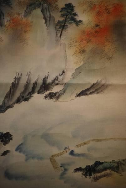 真作/映松/嵐山秋景山水図/布袋屋掛軸HC-621