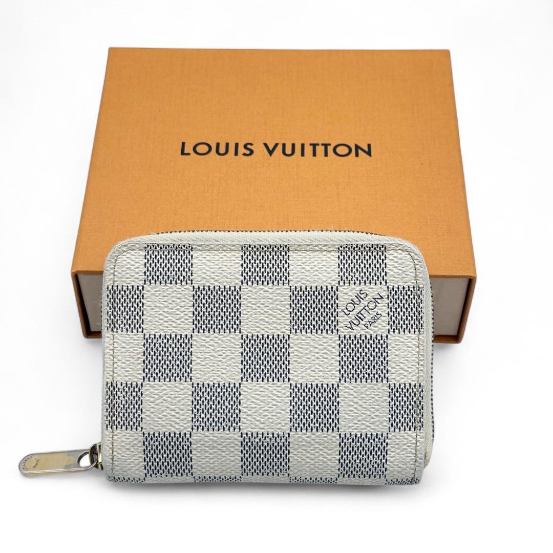 【美品】ルイヴィトン ジッピーパース ダミエ アズール 白 ホワイト