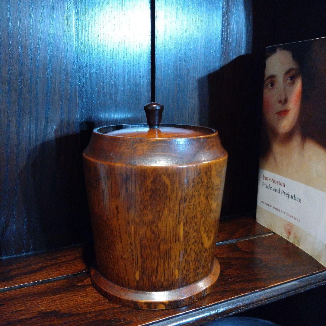 稀少 レア 英国 イギリスアンティーク ティーキャニスター ウォールナット