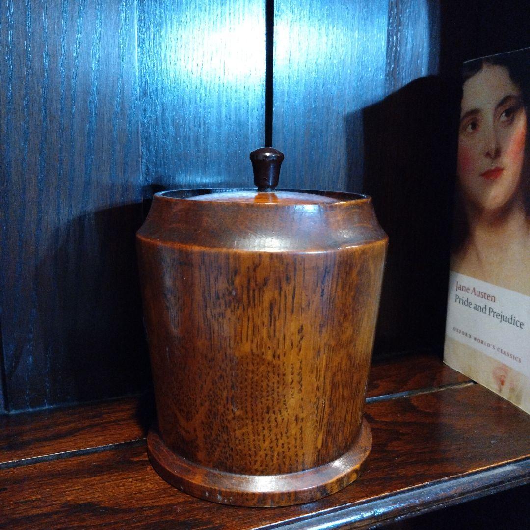 稀少 レア 英国 イギリスアンティーク ティーキャニスター ウォールナット