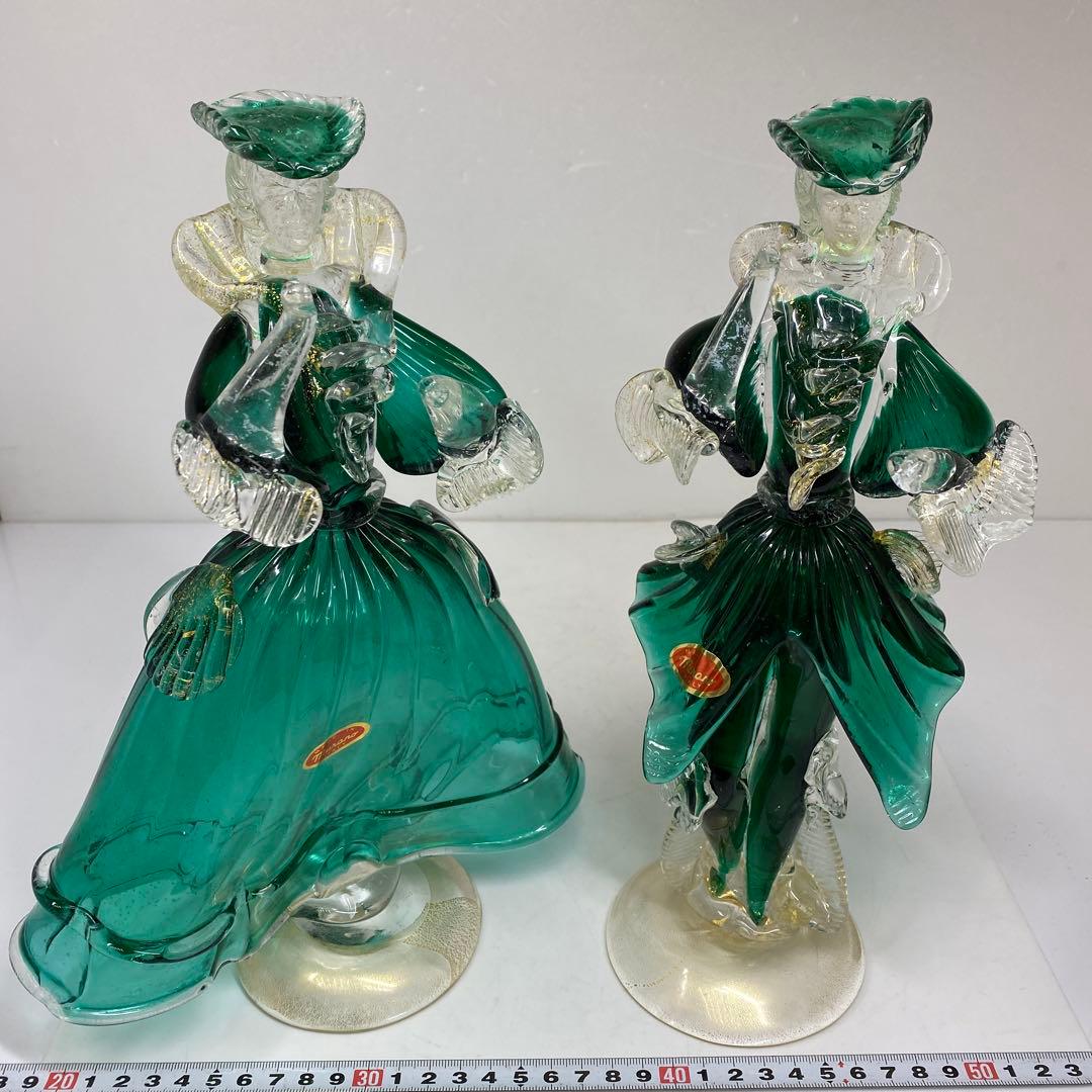 ムラーノガラス　一対　高さ30㎝　タカサ　東な7-0312①