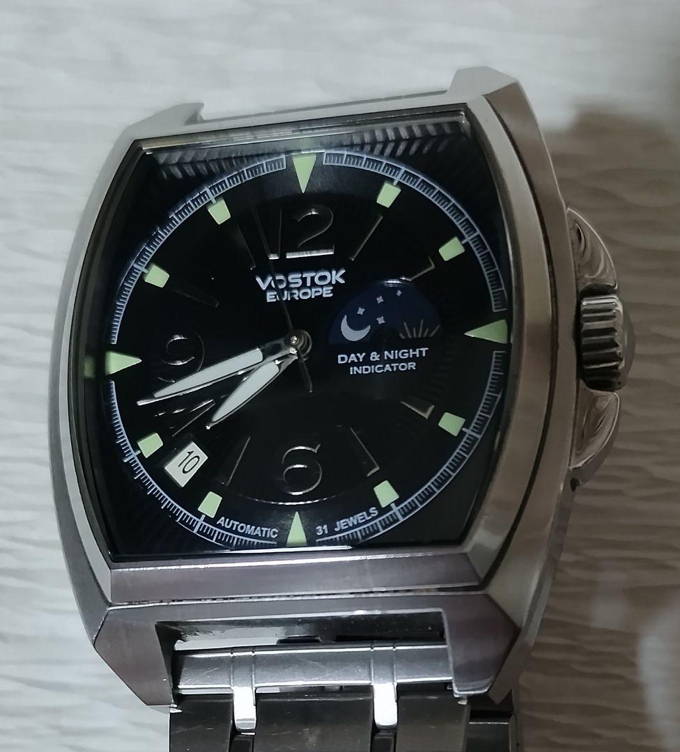 【動作品】VOSTOK EUROPE 自動巻き機械式 腕時計 トノー型 裏スケ