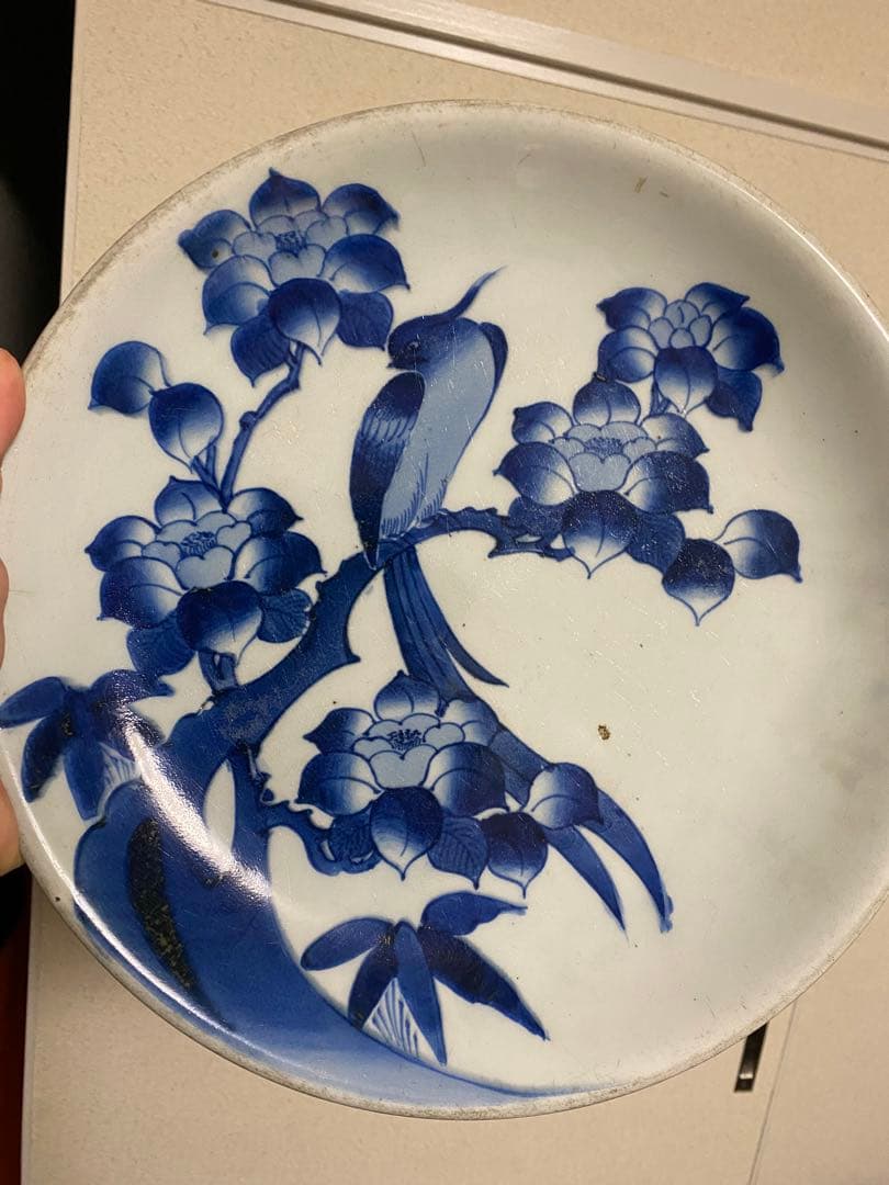 ■古伊万里 志田窯「椿に鳥文10寸皿」■検）大皿江戸後期図変わり皿