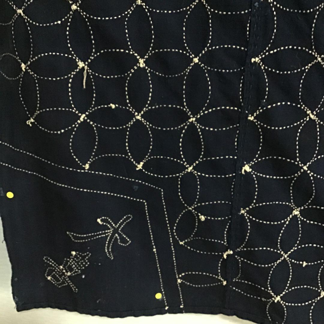 古布藍染め刺し子布地５巾難あり、２７