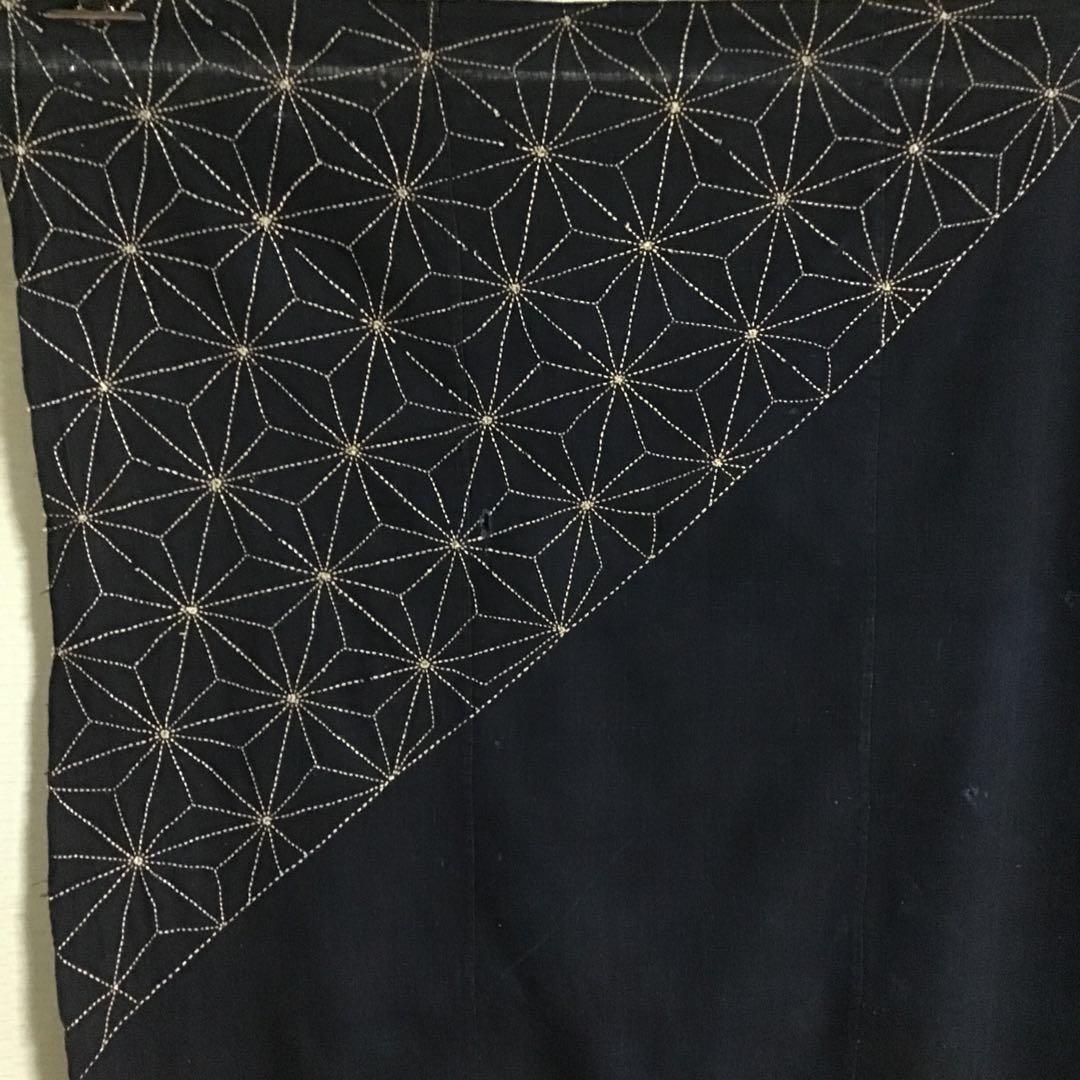 古布藍染め刺し子布地５巾難あり、２７