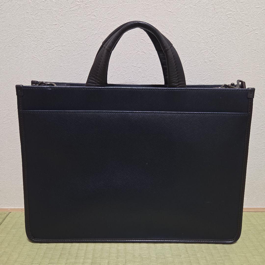 タケオキクチ ビジネスバッグ ダークブルー レザー A4 2WAY