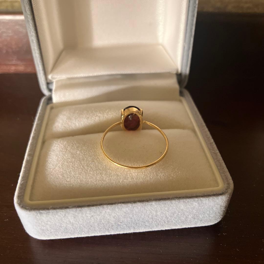 【定価￥39,200】K18ガーネットのオーバルカット爪留めリング　11号