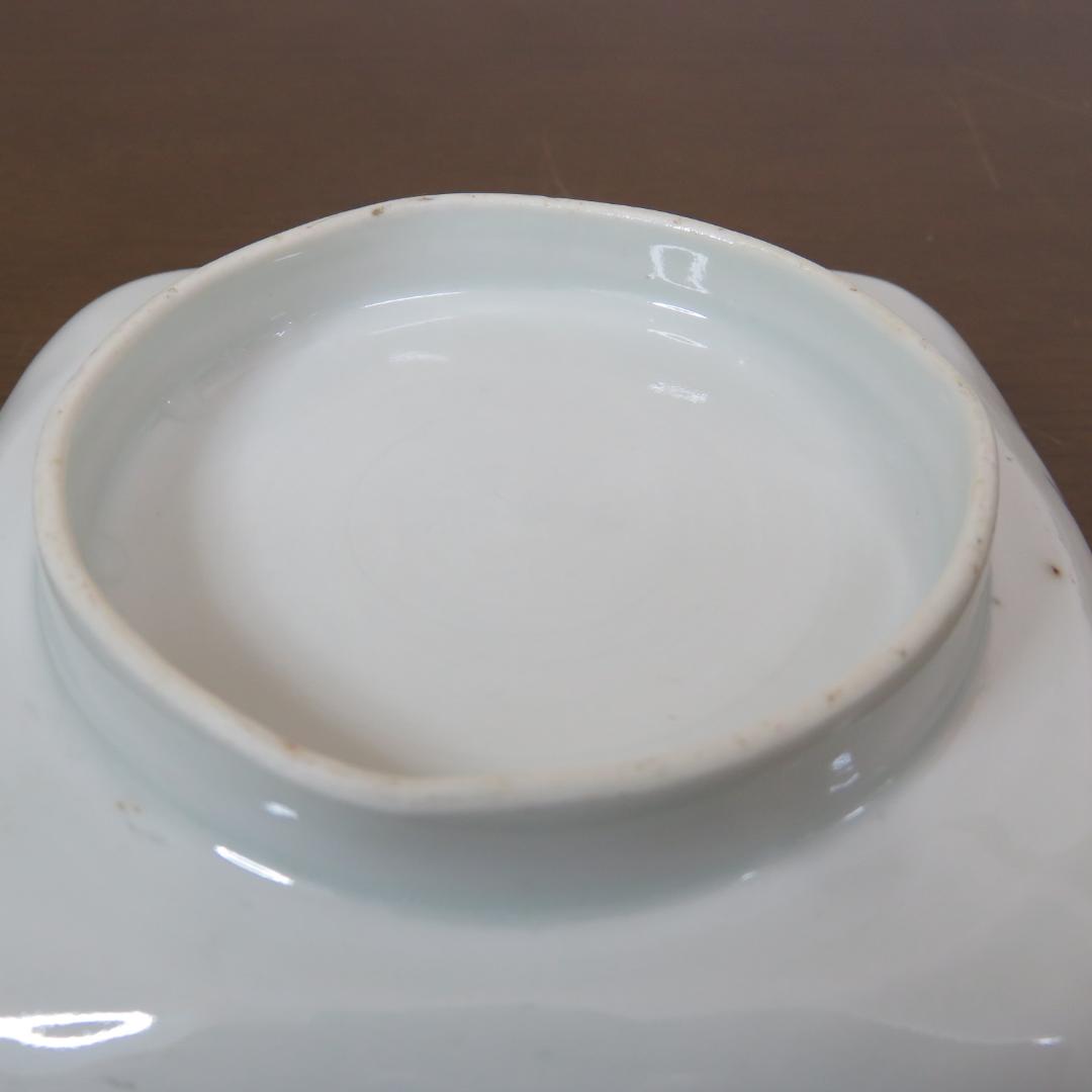 角皿 金彩 色絵付 蝶 へちま 菊 花文様 変形 古伊万里