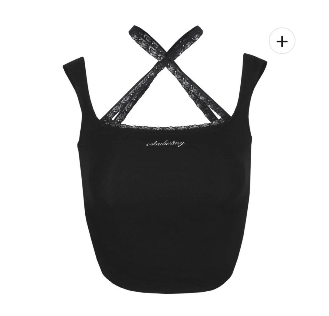 トップス andwang Cross lace tanktop