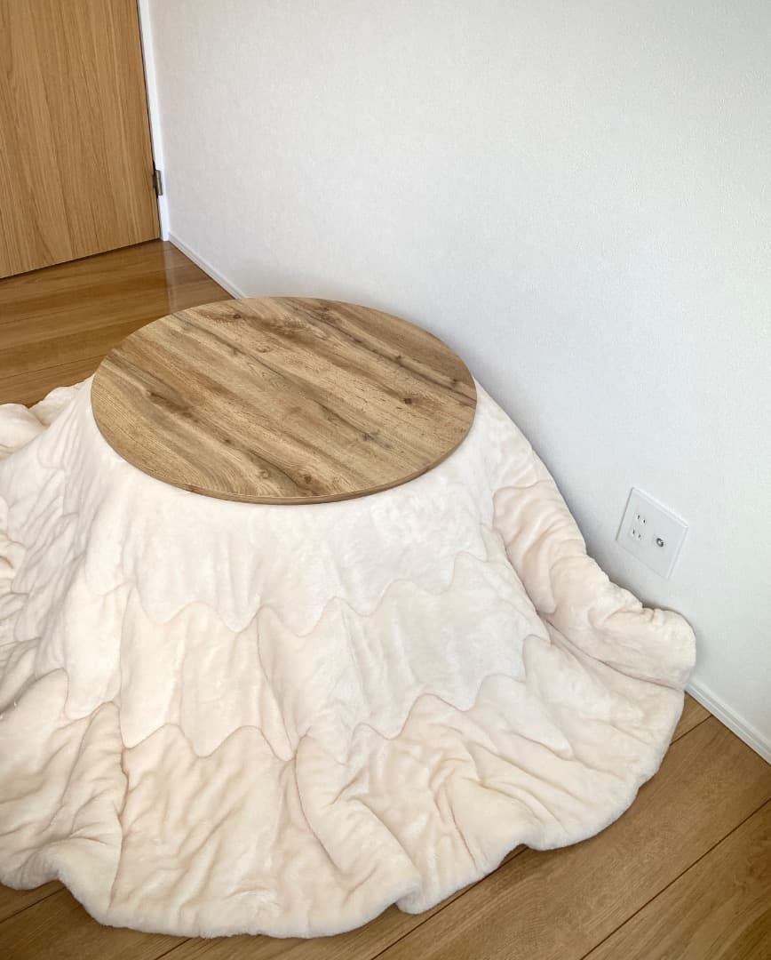 折りたたみ 丸型 こたつ＆布団セット・ナチュラル色 小さめ68cm