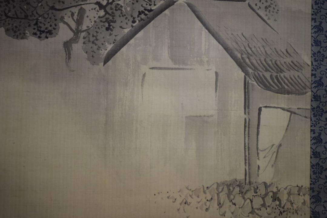 /岡本豊彦/山水小屋図/雨中水辺図/布袋屋掛軸HJ-533