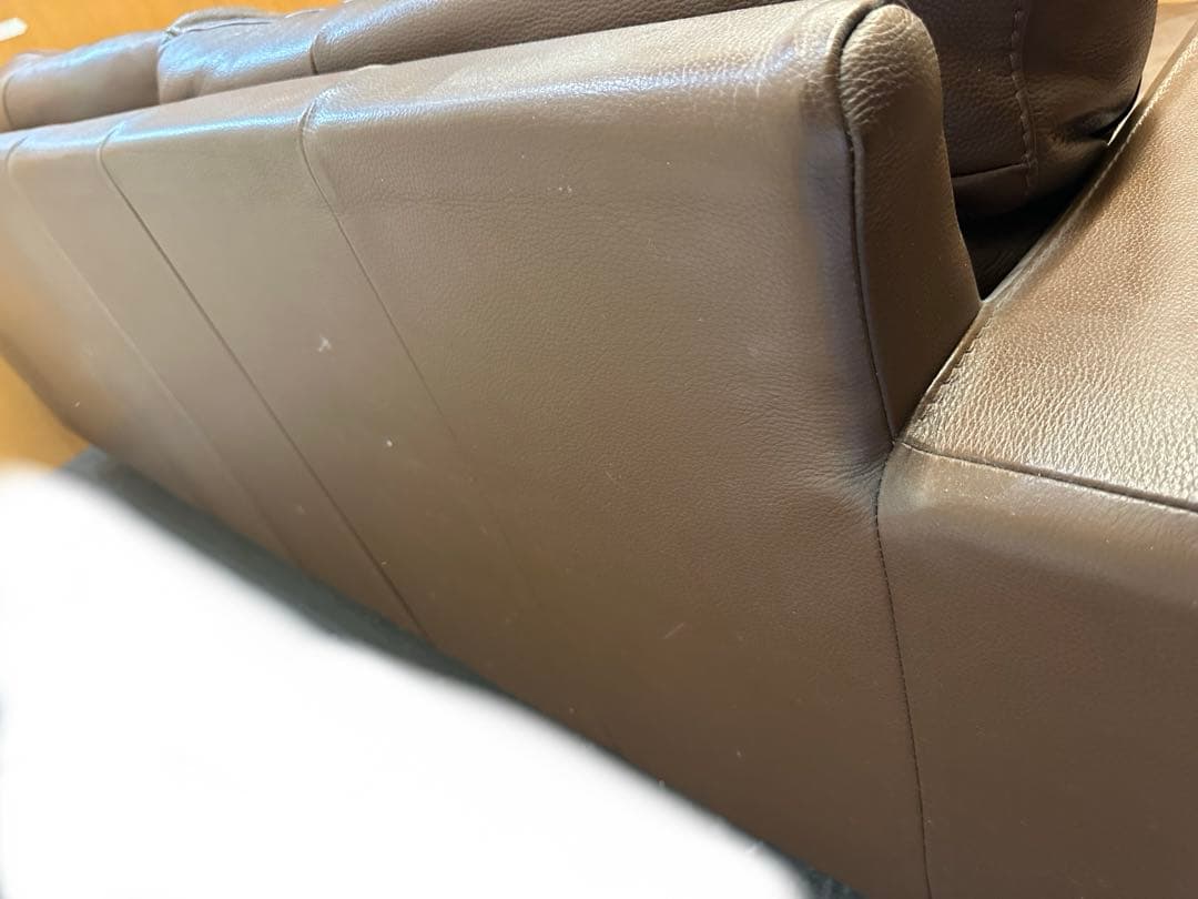 ２月2日まで、その後処分予定。送料込み　無印良品ブラウンレザー二人掛けソファ