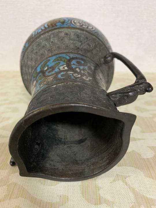 希少品］中国古美術　明時代七宝焼壺　古銅製