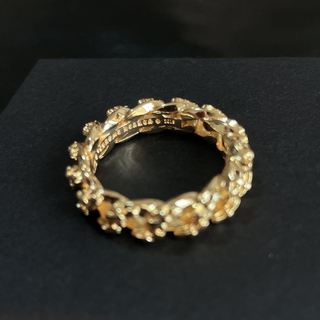 ノーブランド クロス 喜平 指輪 メンズ ２２ｋ加工 シルバー９２５ ２２号