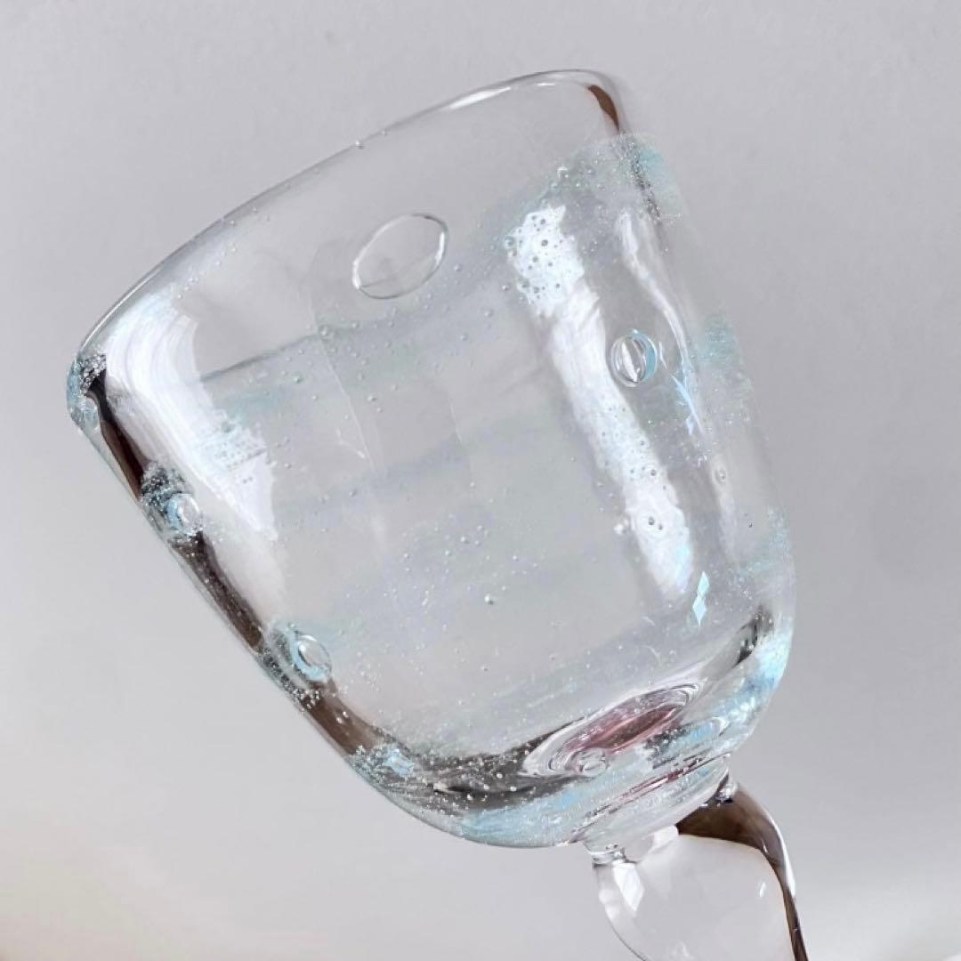 作家もの　吹きガラス　宙吹きガラス　足つきグラス