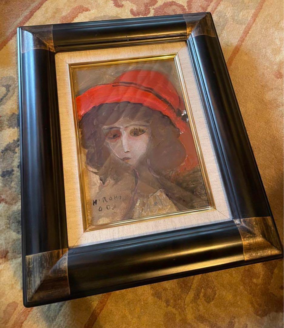 油彩画 赤い帽子 絵画　織田廣喜　少女　織田ひろき　美術品　アート　おだひろき
