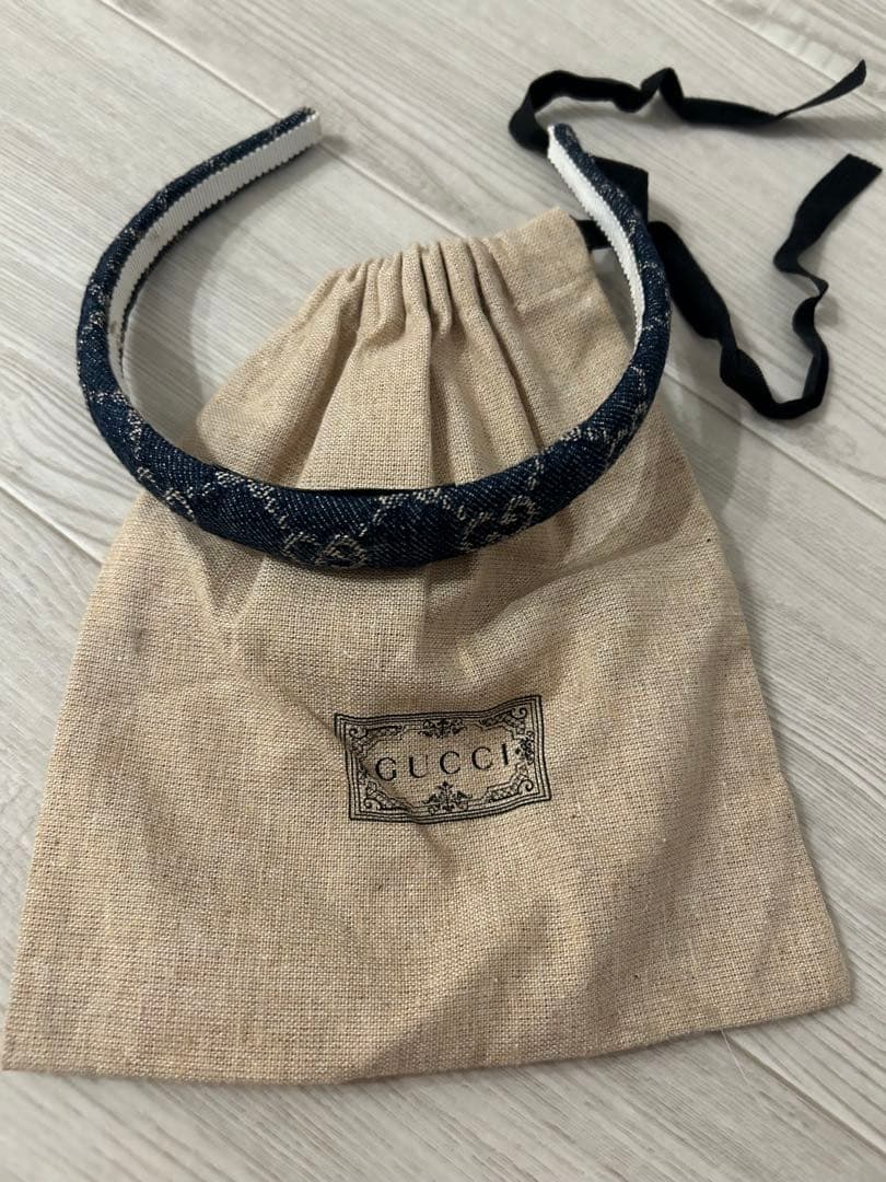 GUCCI ネイビー デニム ヘアバンド 保存袋付き