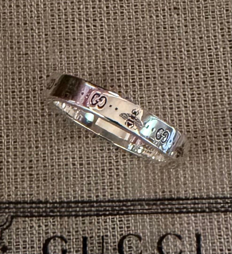 新品 GUCCI GG＆ビー エングレービング スリム リング 23号 4mm