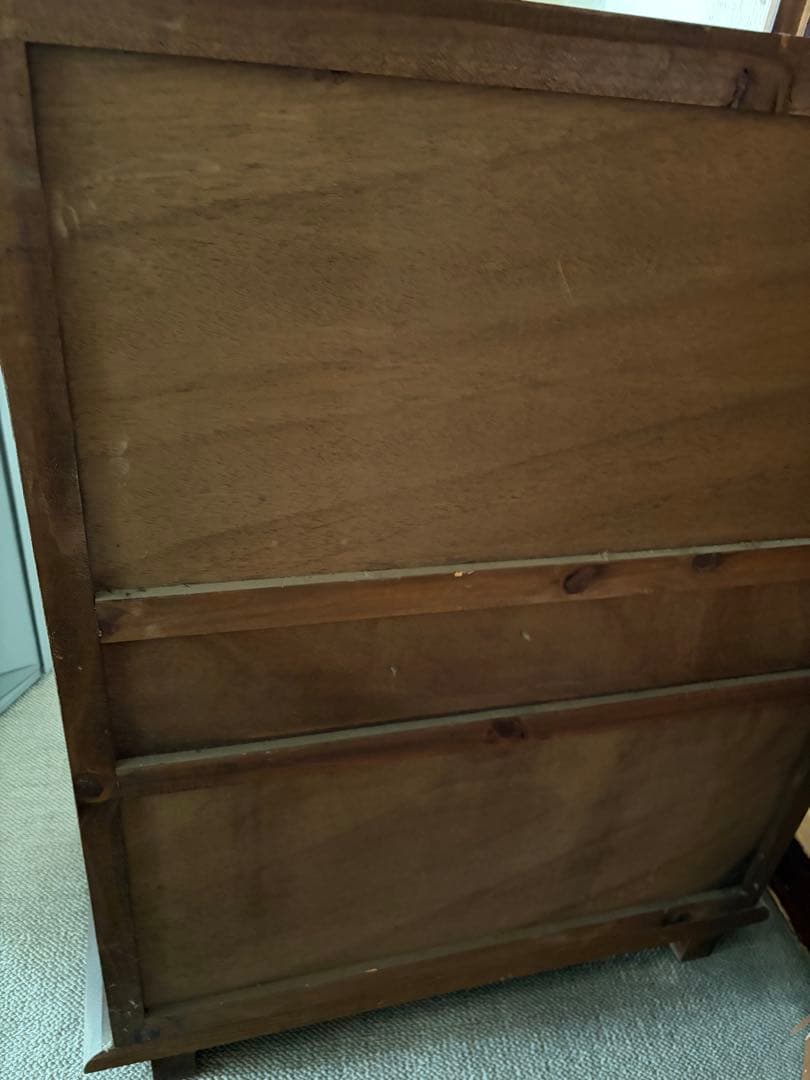 引き取り希望　花柄装飾のダークブラウンタンス　アンティーク　収納