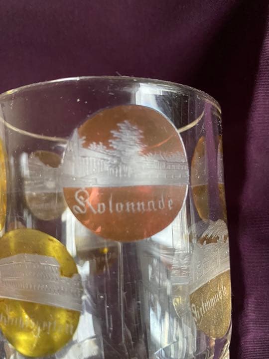 1848年アンティーク　ゴブレット　彩色インタリオガラス