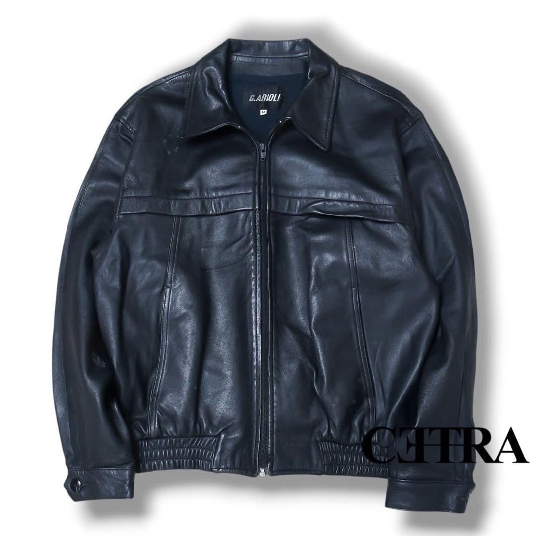 ラムレザー ショート丈ジャケット デザイン ジップブルゾン羊革 A-2 短丈