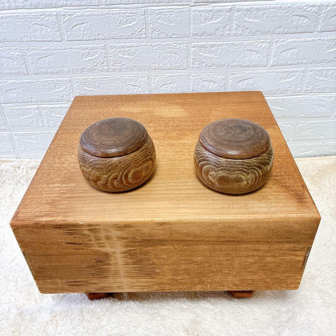 囲碁盤 基盤 板目 木裏 極厚 6寸 へそあり 脚付 高級 骨董 桐箱