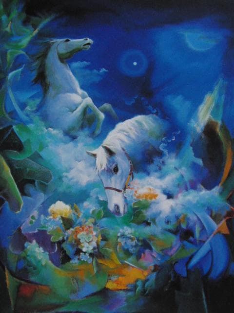 田嶌郁於、ファンタジー、希少な画集より、新品高級額、額装付、状態良好