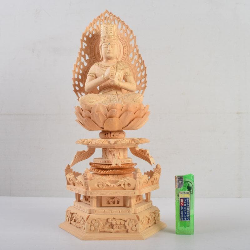 仏教美術　桧彫刻　大日如来像　仏像　華鬘台　C　8882