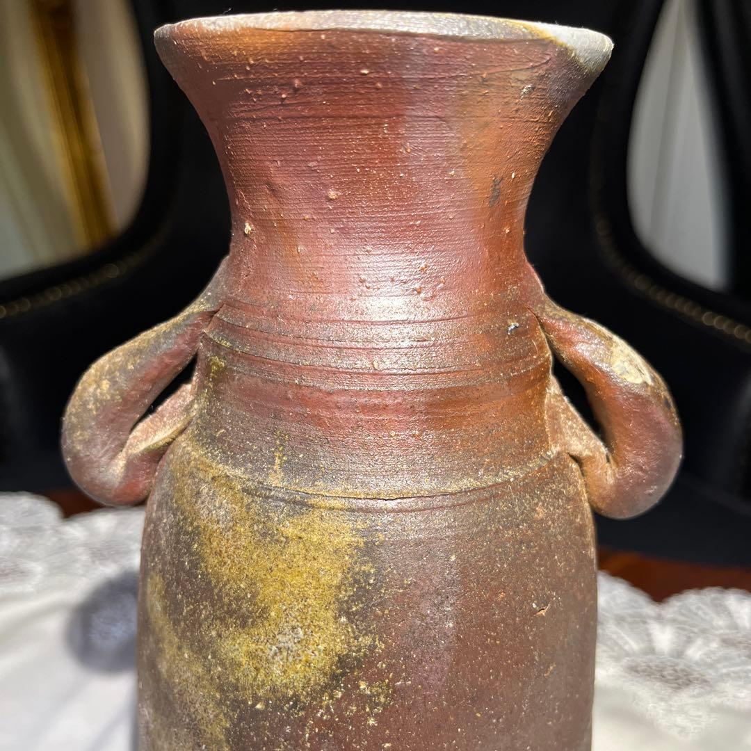 備前焼 花生 花入 耳付 作家 元箱