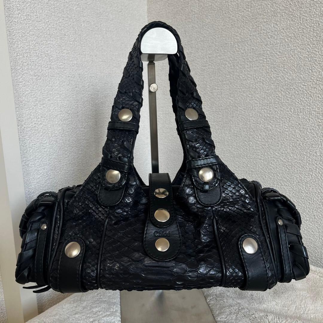 バッグ Chloe Silverado Leather Handbag Python