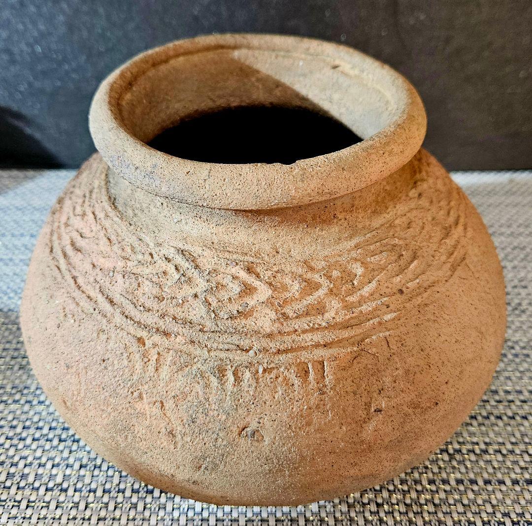 伝】古代土器　南米　古代ペルー　 古代インカ　幾何学文様　陶質土器　壺　甕