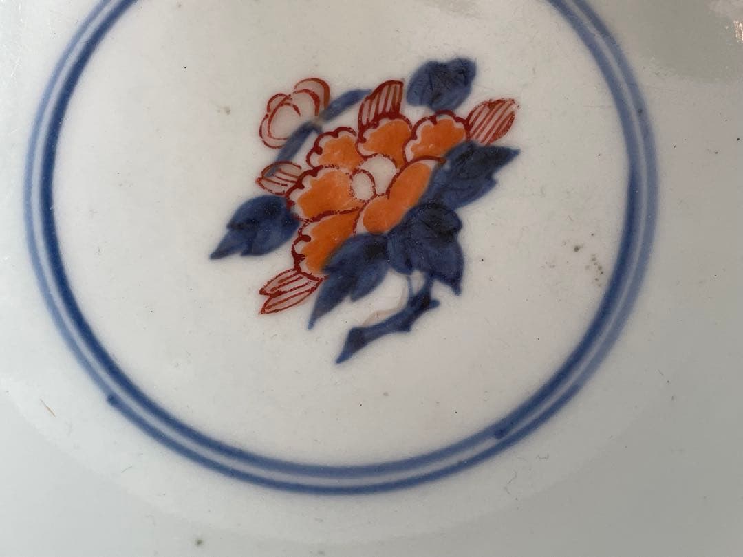 骨董　アンティーク　古伊万里　色絵　窓絵　小鳥文様　丼　鉢　深皿