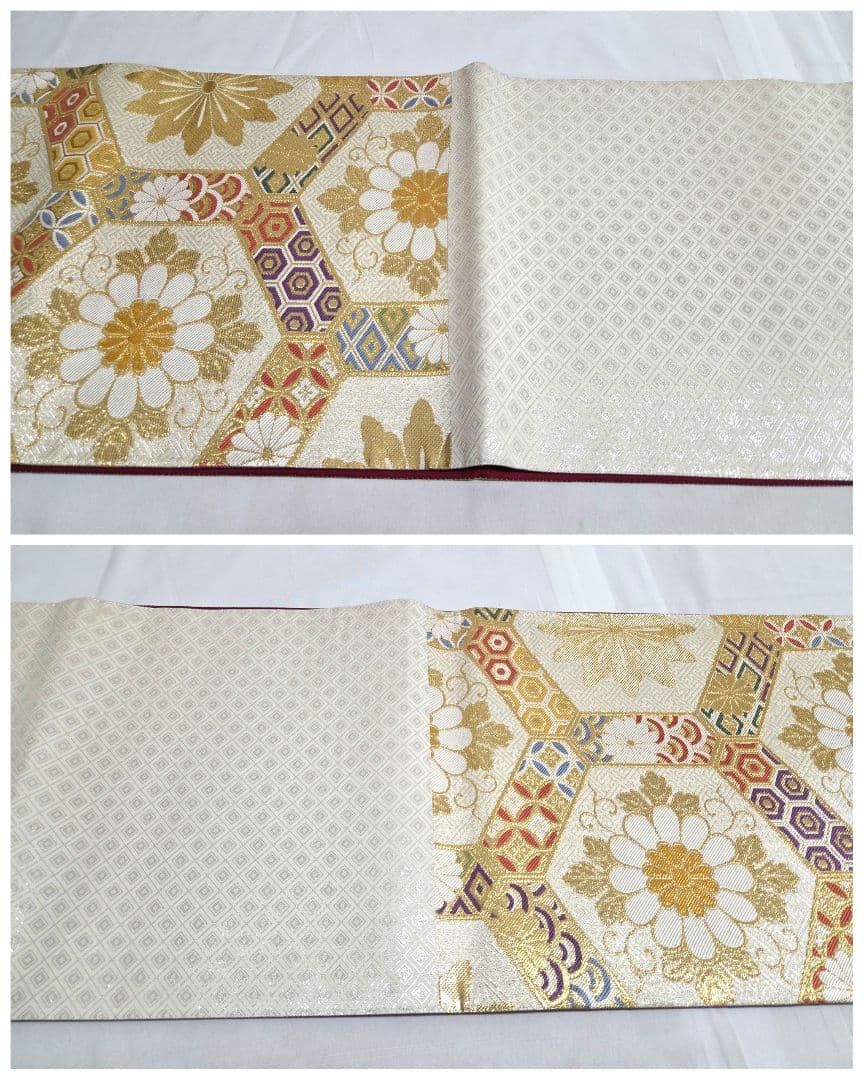 AI 美品 振袖フルセット 雪輪に桜 青 金駒刺繍 金彩 正絹 帯・襦袢・小物