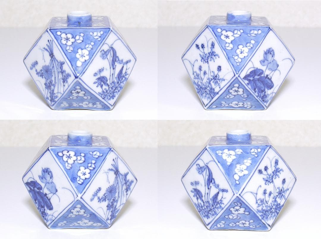 幕末-明治期 瀬戸焼 染付 面取壺