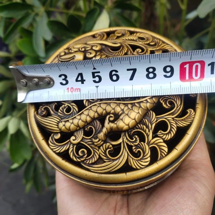 銅細工 龍蓋三足檀香炉 室内 薫香炉 香道具 装飾品 工芸品 美術品