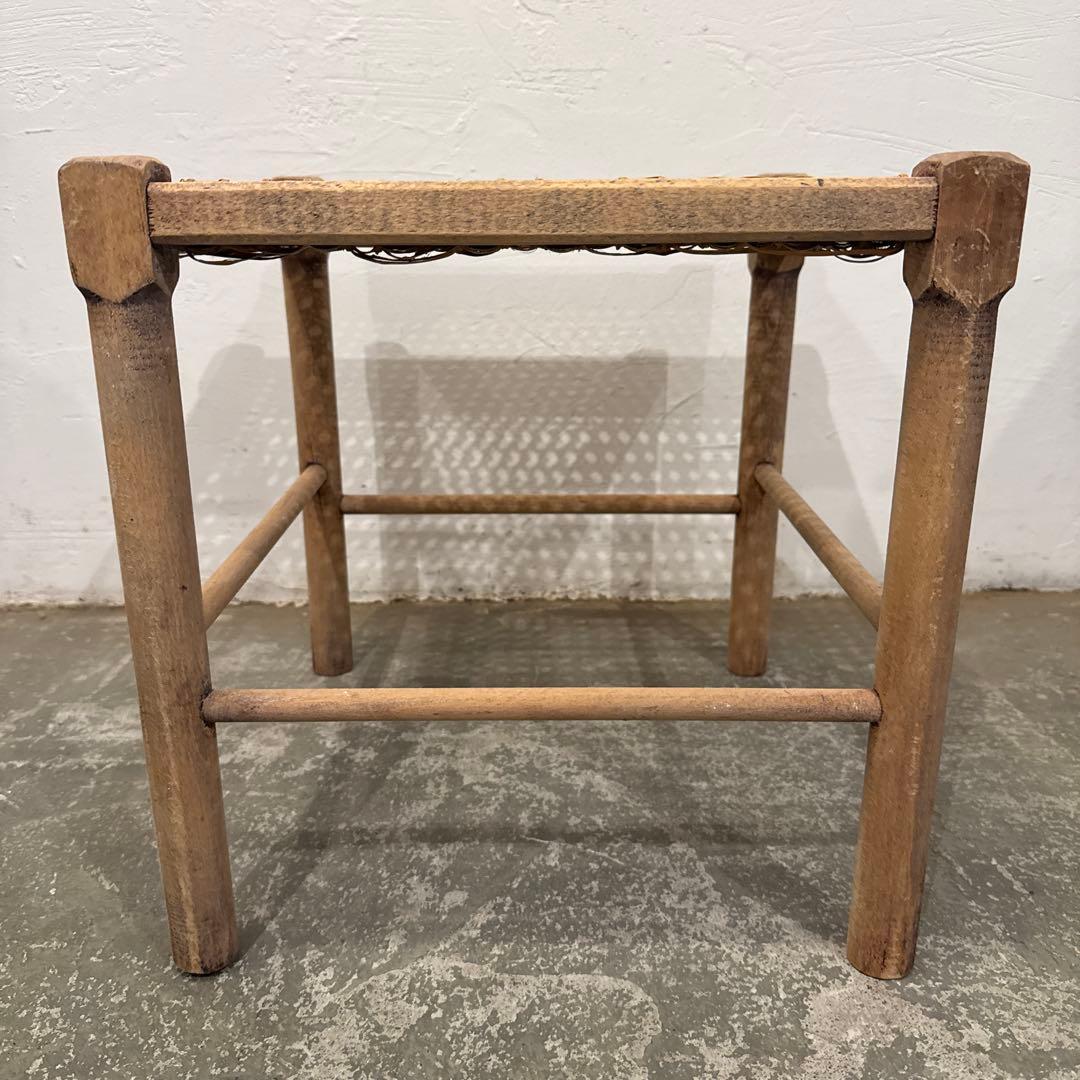 ヴィンテージ　ラタン　スクエア　スツール