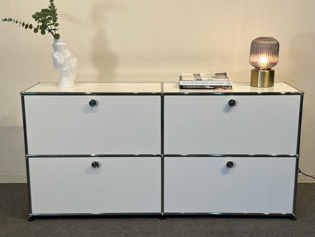 正規品■USM/ハラー■キャビネット　2列2段　白　鍵なし　サイドボード　収納