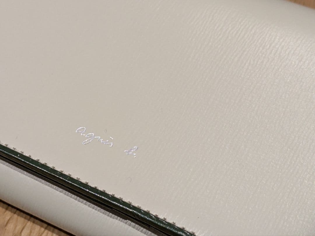 【未使用】アニエスベー　二つ折り　財布　がま口　グリーン　グレー　バイカラー