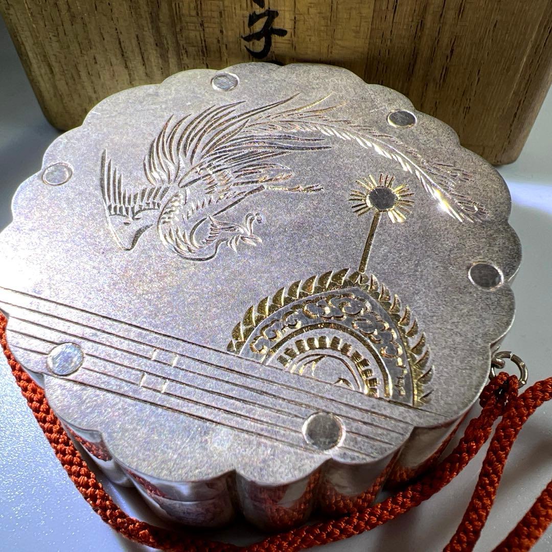 皇室ボンボニエール　鳳凰雅楽火災太鼓　純銀生駒製　共箱付　72g