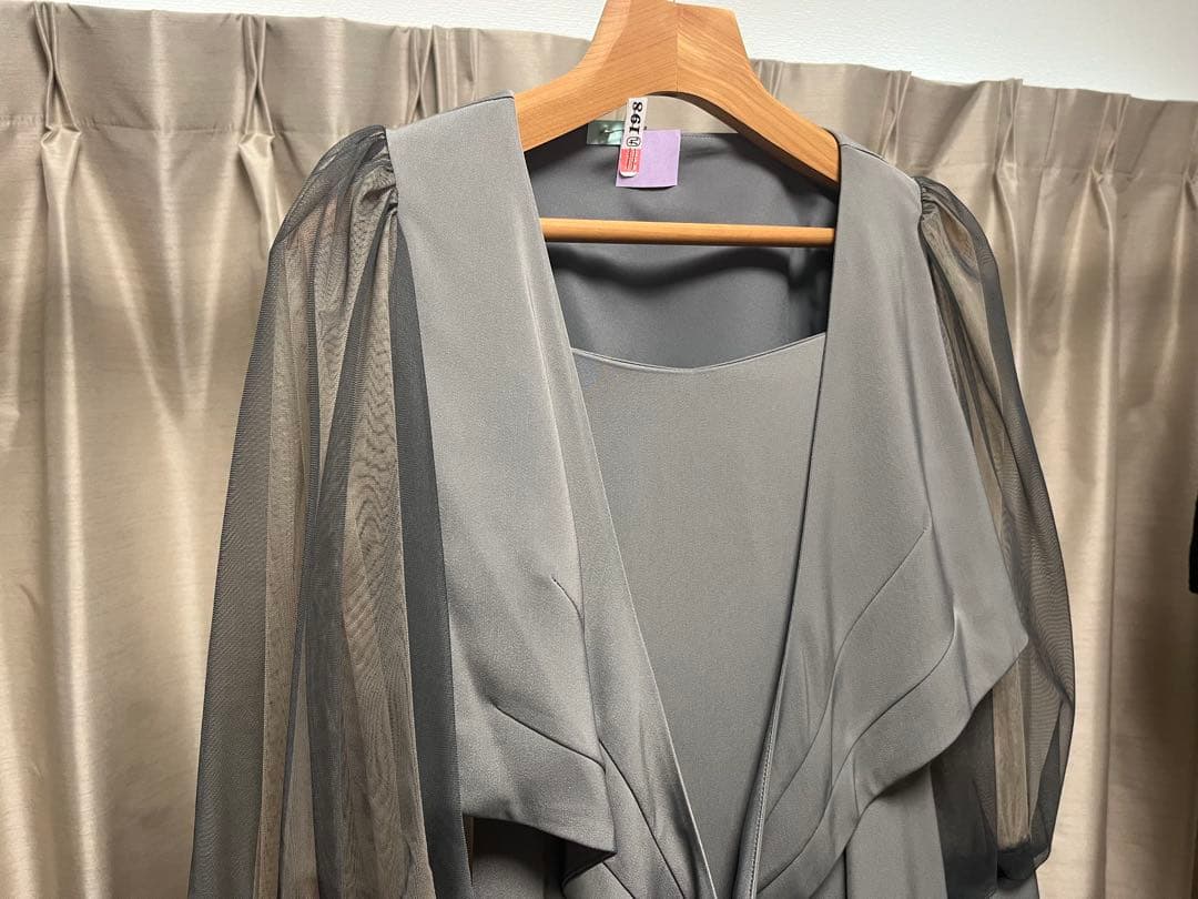 【ピーナッツ】冬用：クロスデザインブラウスセットドレス(結婚式)