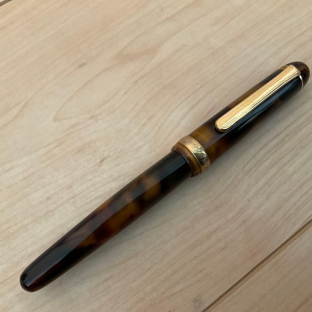特価　18k プラチナ万年筆　3776 べっ甲　細字　セルロイド