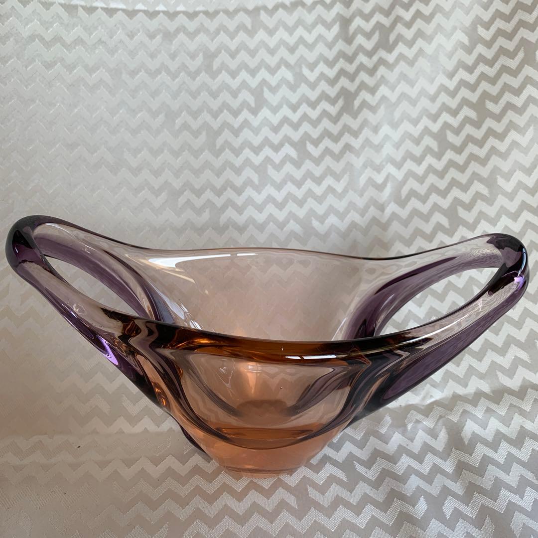 紫とオレンジのガラス花瓶 ムラノグラスアート　イタリア製　クリスマス