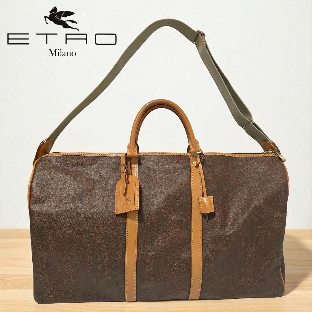 ETRO / 大容量 レザー ペイズリー柄 2WAYボストンバッグ イタリア製